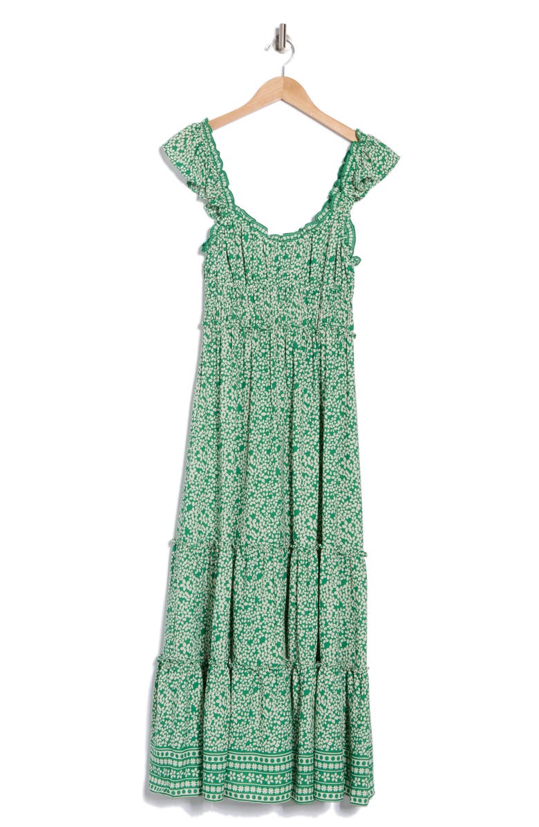 MAX STUDIO Ruffle Cap Sleeve Tiered Maxi Dress, Alternate, color,