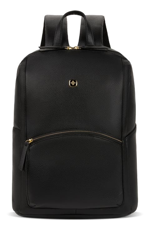 9901 Faux Leather Laptop Backpack
