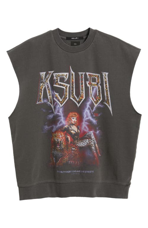 KSUBI KSUBI KINGDOM SLASH SLEEVELESS COTTON GRAPHIC SWEATSHIRT