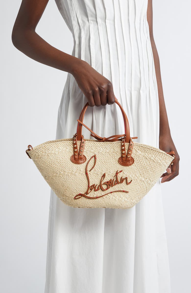 Christian Louboutin Mini Cabata Raffia Basket Tote, Alternate, color, Natural/ Cuoio