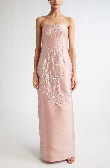 Emilia Wickstead Ximena Floral Jacquard Strapless Gown