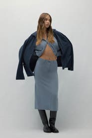 NAKED CASHMERE Venice Denim Cashmere Midi Skirt