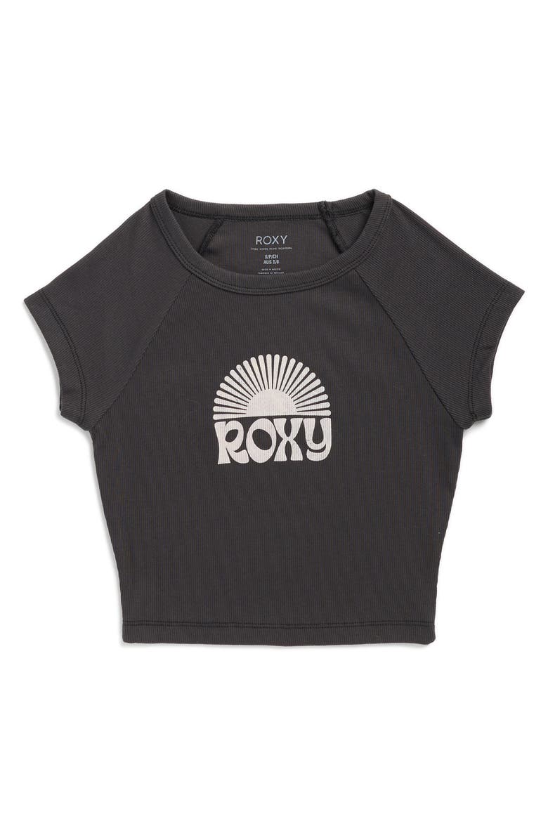 Roxy Rise & Shine Crop Graphic T-Shirt, Main, color, Phantom Black
