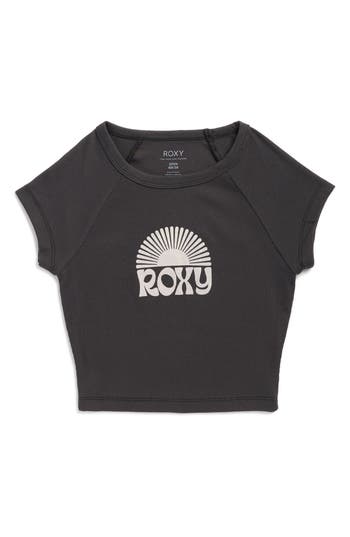 Roxy Rise & Shine Crop Graphic T-shirt In Black