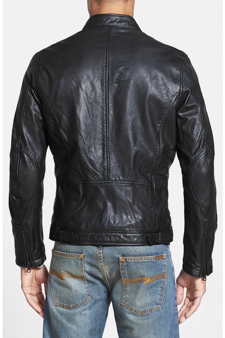 'L-Thermal' Leather Jacket, Alternate, color, BLACK