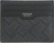 FERRAGAMO Gancio Monogram Leather Card Case