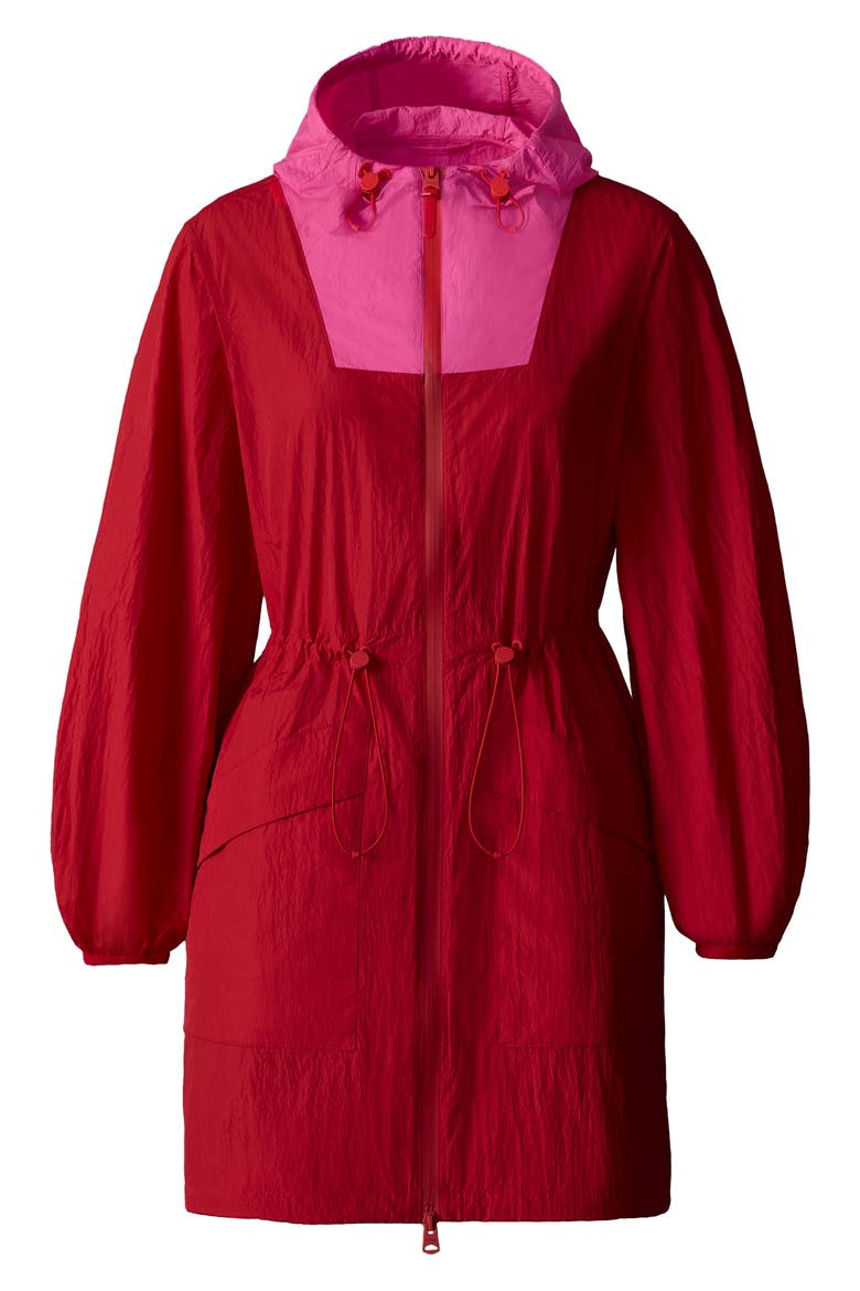 Alyster Packable Recycled Nylon Raincoat, Alternate, color, LAVA-AZALEA