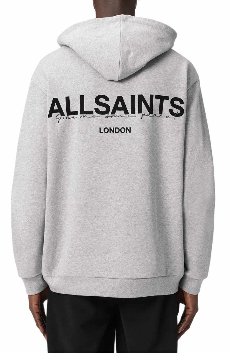 AllSaints Halcyon Oversize Cotton Hoodie, Alternate, color, Light Grey Marl