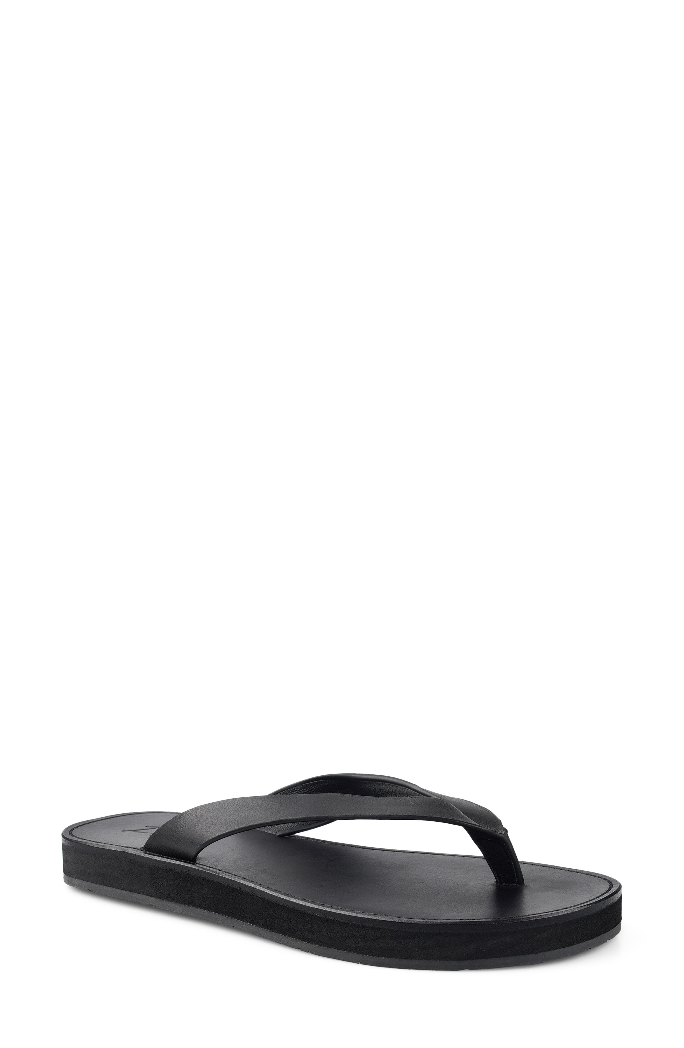 Beachtime Leather Flip Flop, Main, color, BLKLT