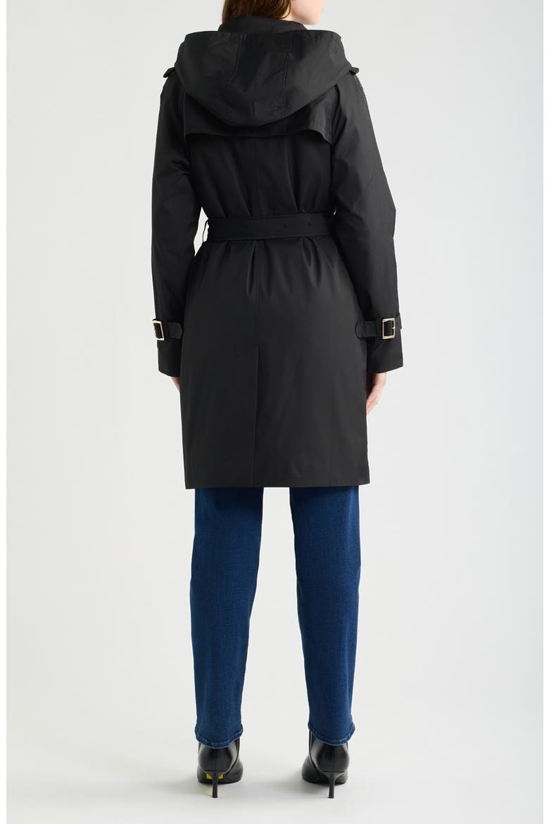 Hooded Trench Coat, Alternate, color, BLACK