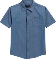 RVCA Kids' Stripe Short Sleeve Cotton Button-Up Shirt