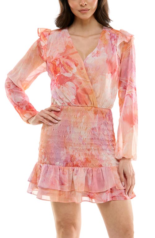 Socialite Long Sleeve Smocked Bodice Minidress