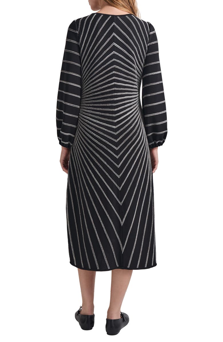 Misook Soft Stripe Long Sleeve Melangé Knit A-Line Dress, Alternate, color, 