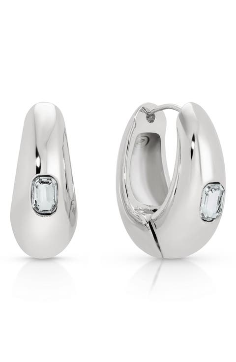 Deco Cubic Zirconia Hoop Earrings