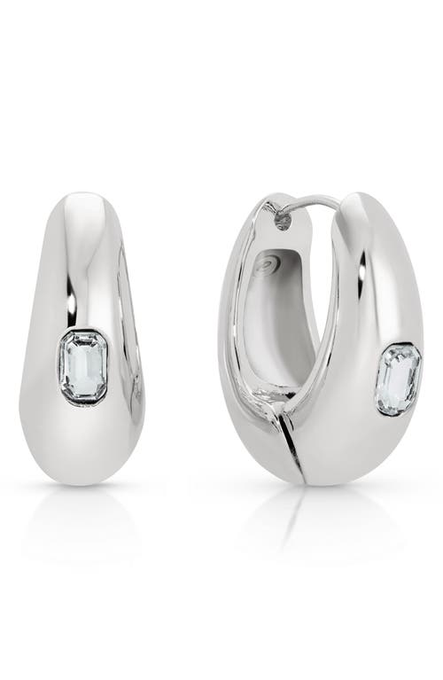 Ettika Deco Cubic Zirconia Hoop Earrings In Silver