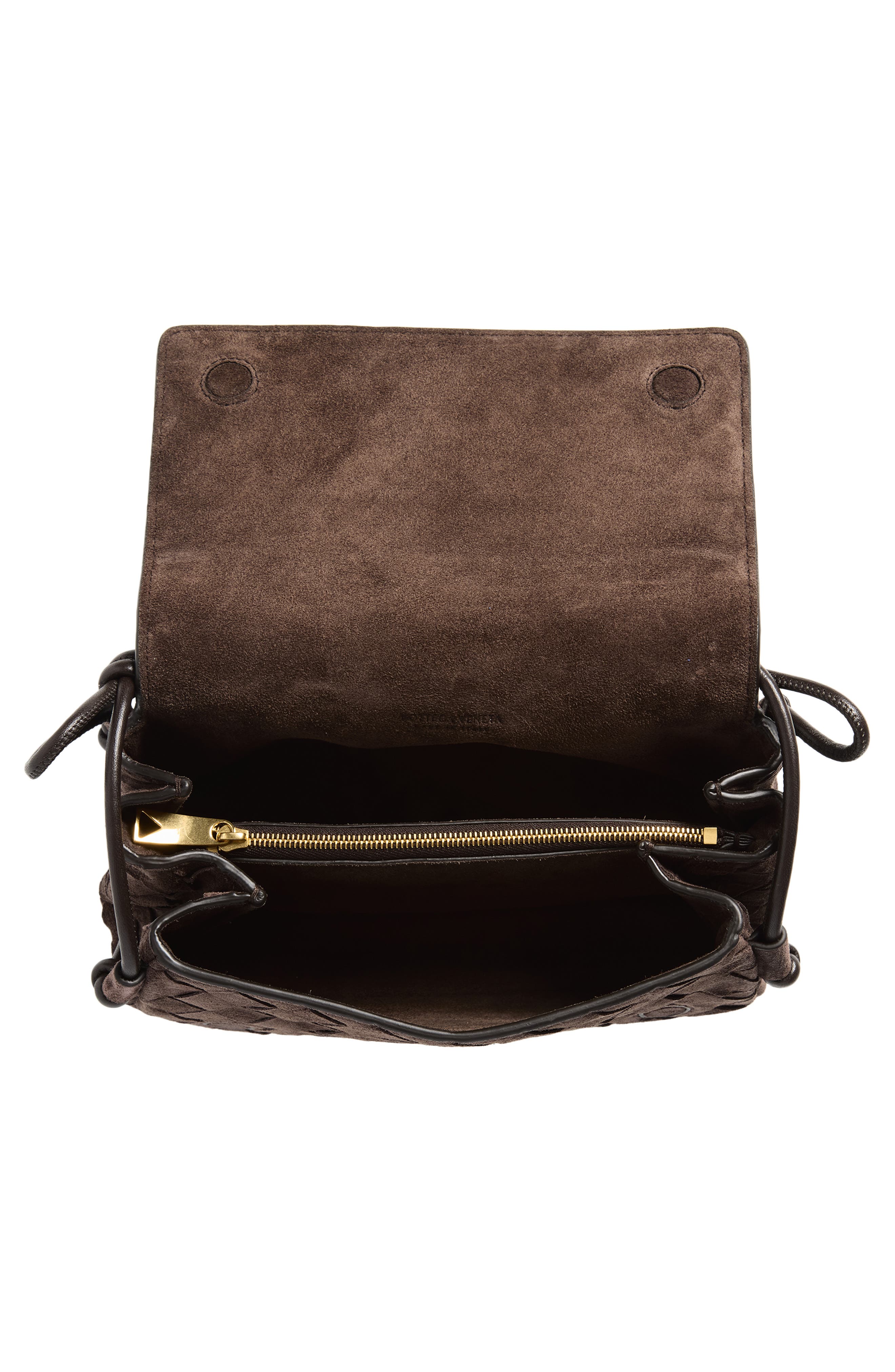 Bottega Veneta Notturno Intrecciato Suede Crossbody, Alternate, color, 2132 Fondant-Gold