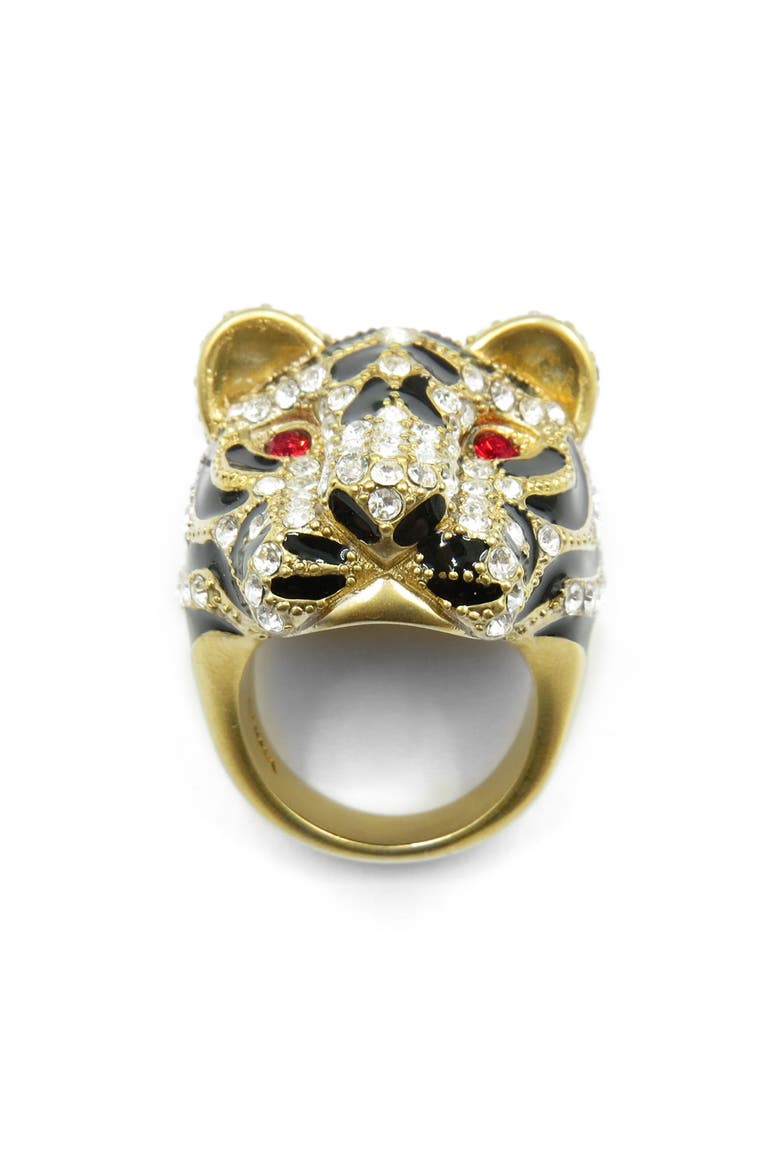 Tiger Head Ring, Main, color, GOLD