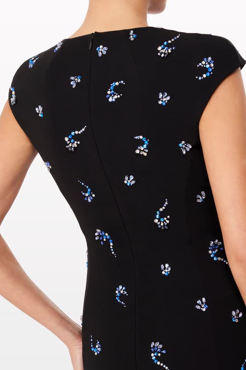 Jenny Packham Hydra Embellished Cap-sleeve Midi Dress In Black