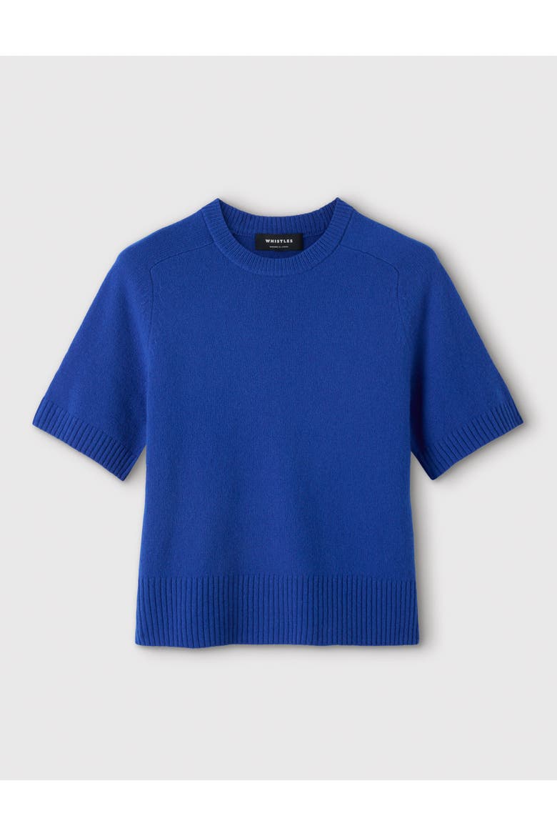 100% Wool Short Sleeve Knitted Top, Alternate, color, Blue