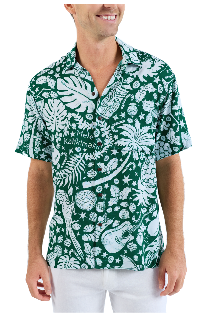 Kenny Flowers Margaritaville by Kenny Flowers - The Mele Kalikimaka Short Sleeve Shirt, Main, color, Green