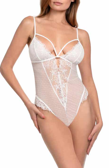 In Bloom by Jonquil Tasha Stappy Lace & Dotted Mesh Thong Teddy