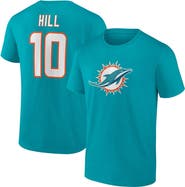 FANATICS Men's Tyreek Hill Aqua Miami Dolphins Player Icon Name & Number T-Shirt
