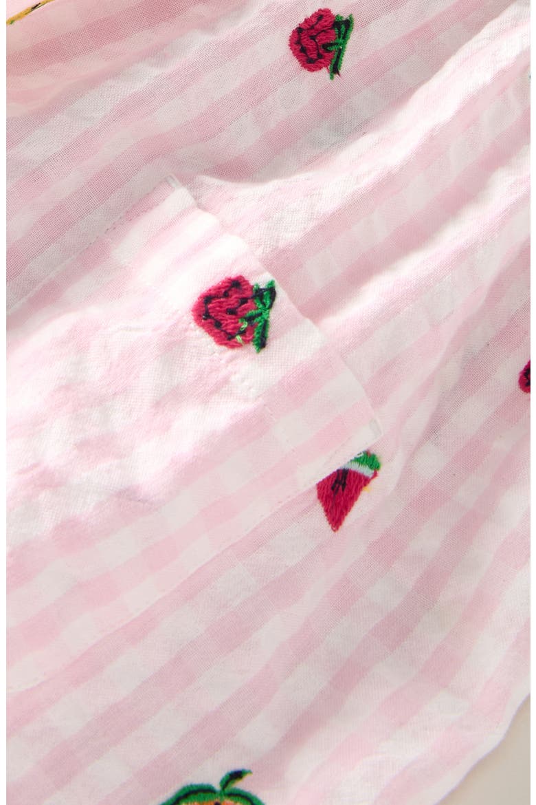 Kids' Pretty Ruffle Seersucker Dress, Alternate, color, PINK TROPICAL FRUIT GINGHAM