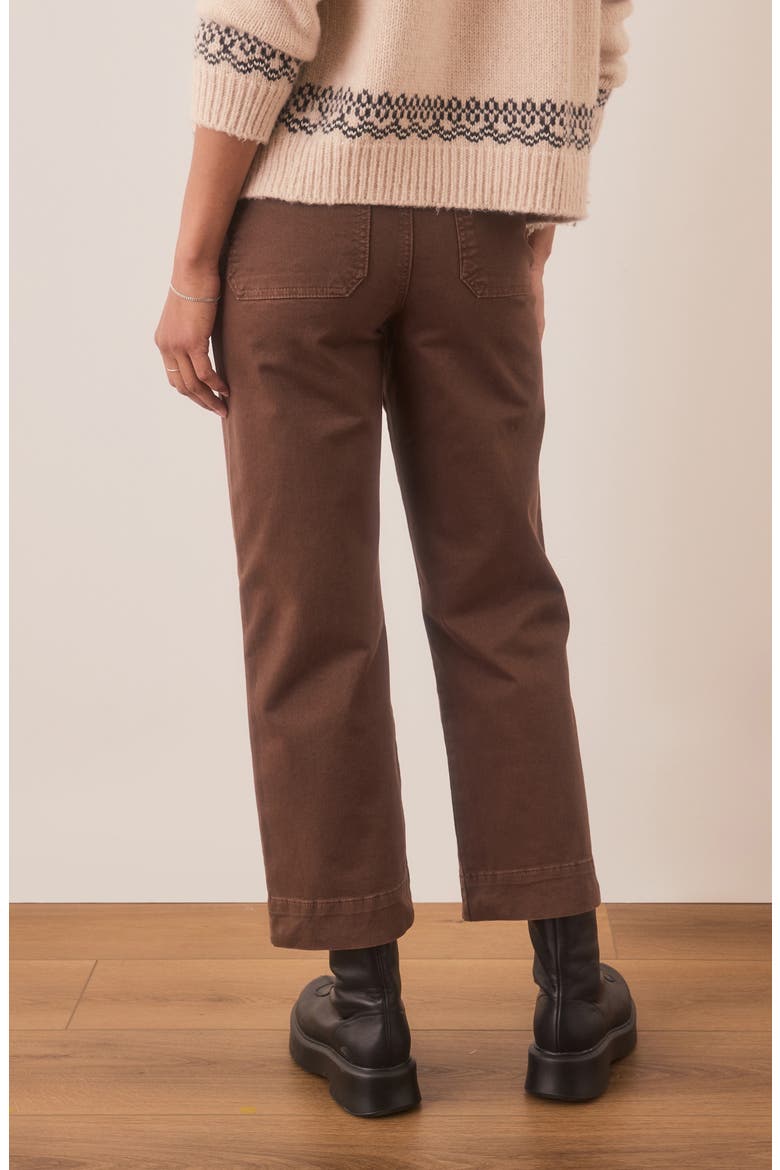 Bridget Cotton High Waist Wide Leg Crop Pants, Alternate, color, PINECONE