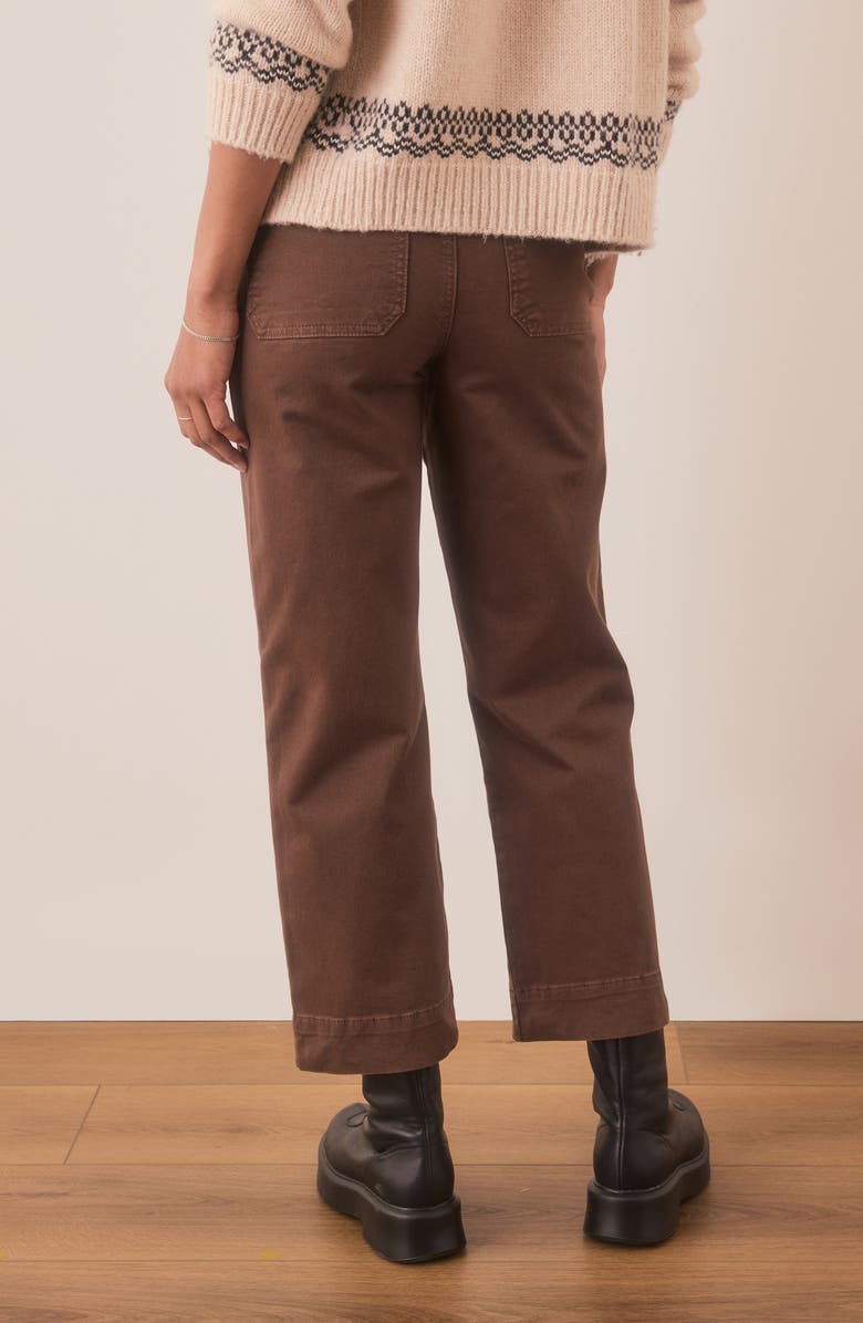 Marine Layer Bridget Cotton High Waist Wide Leg Crop Pants, Alternate, color, Pinecone