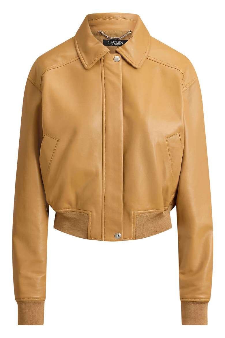 Lambskin Leather Flight Jacket, Alternate, color, BROWN