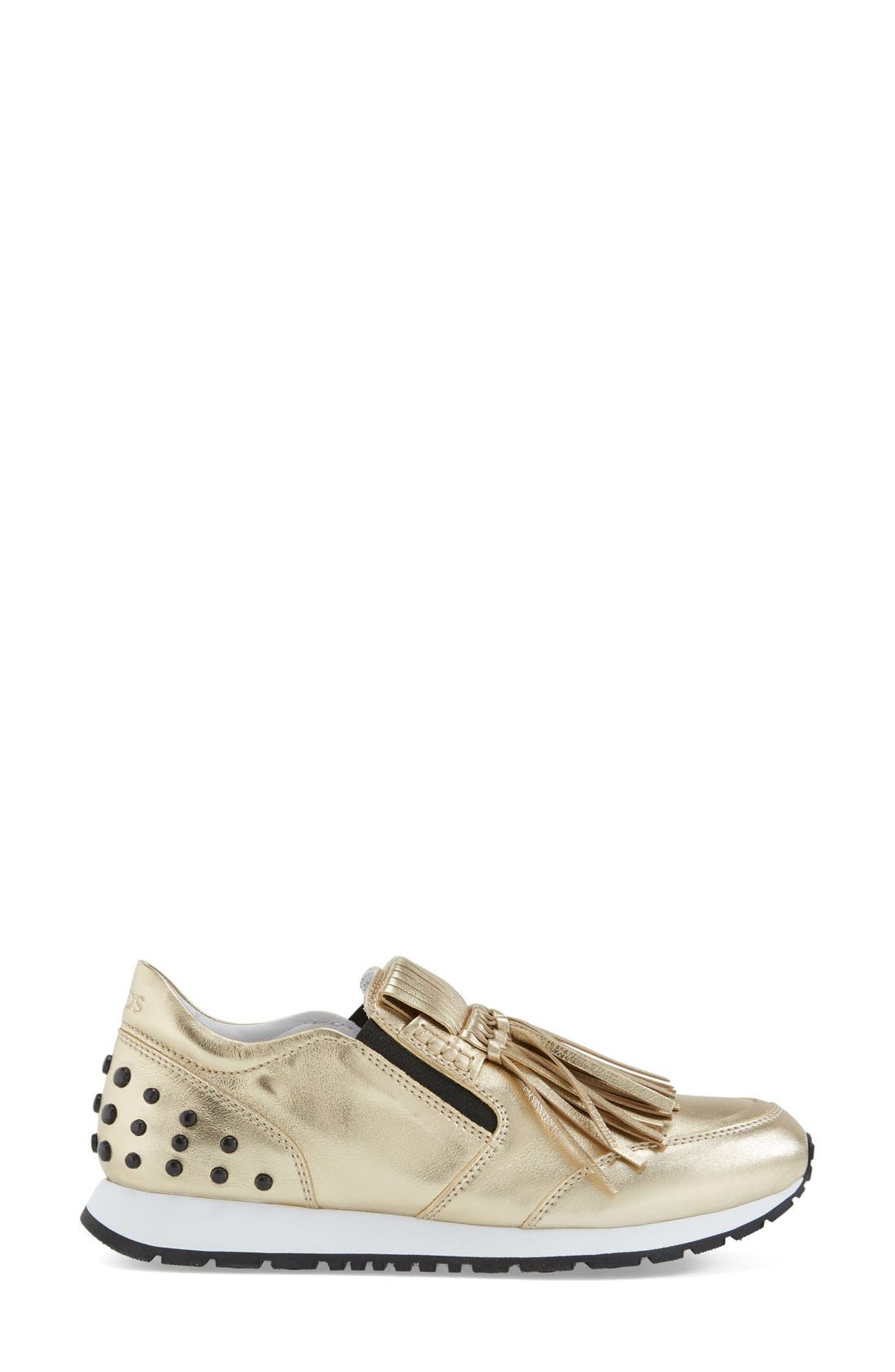 Tod's Fringe Loafer Sneaker, Alternate, color, 