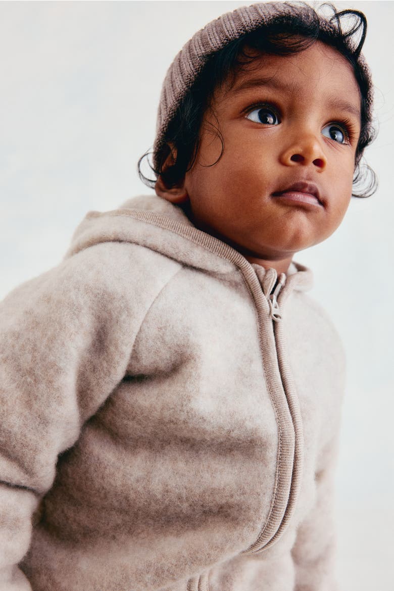 Wool-blend Fleece Cardigan, Alternate, color, Light beige