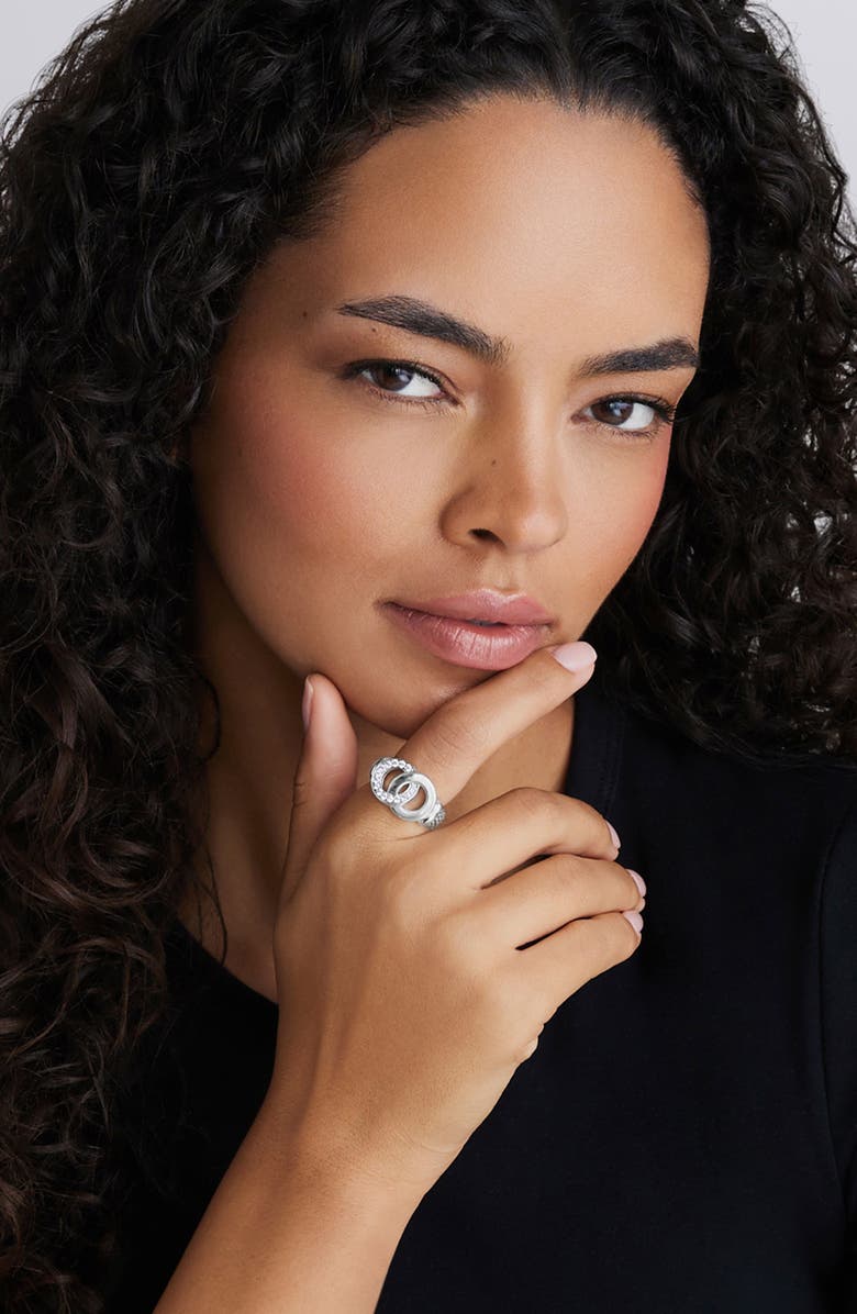 LAGOS Signature Caviar Interlocking Diamond Ring, Alternate, color, Silver
