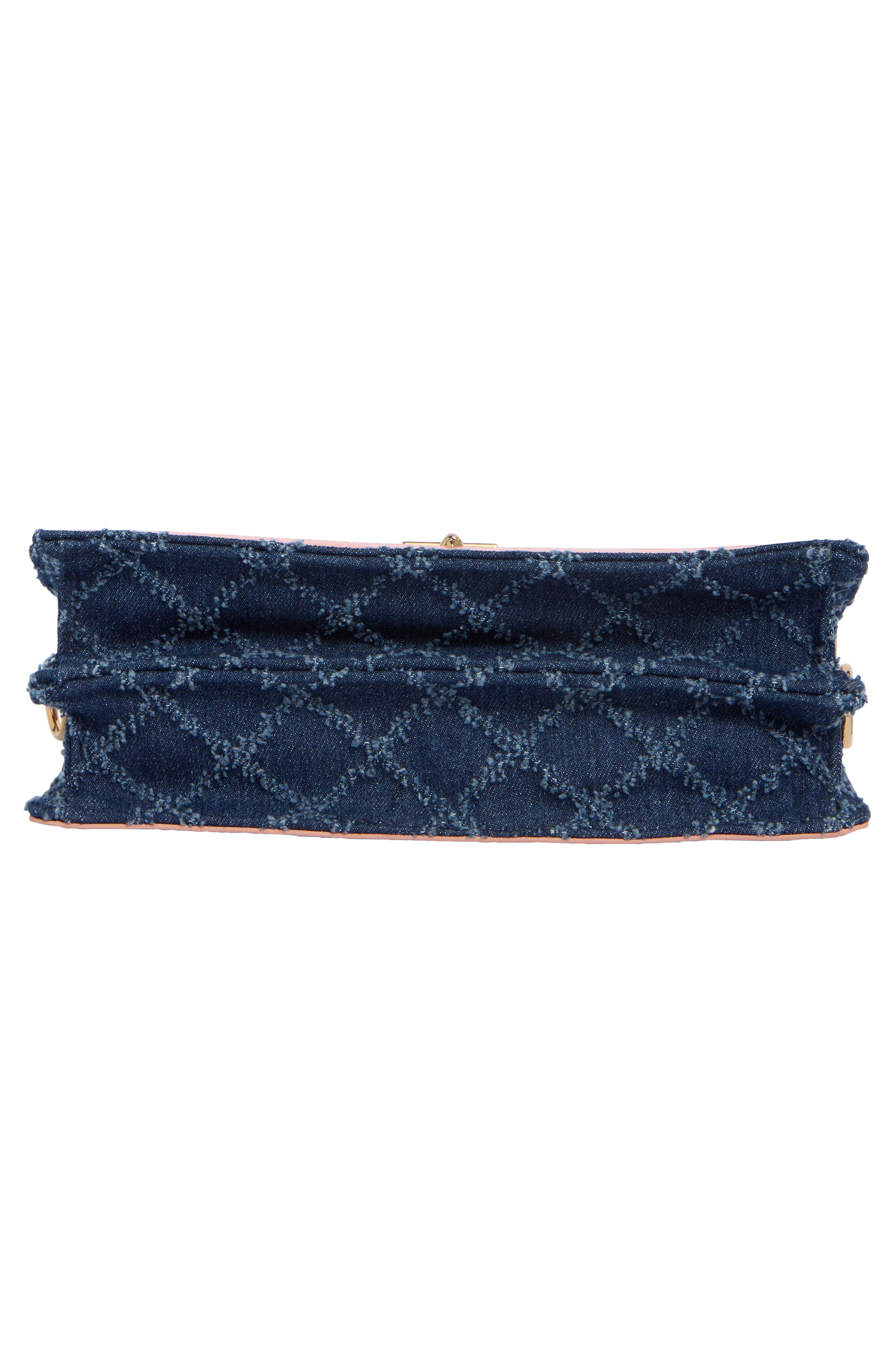 Brompton Soft Croc Embossed Leather & Denim Shoulder Bag, Alternate, color, NAVY