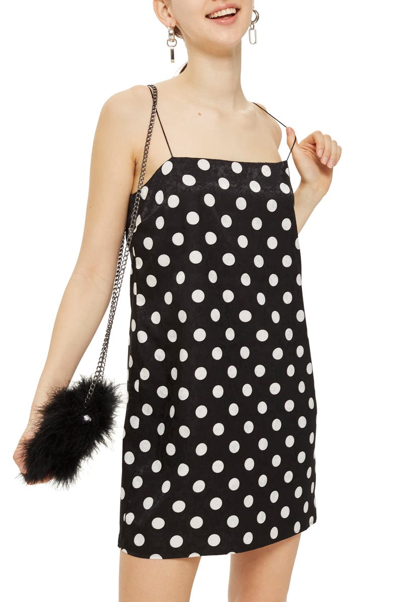 Topshop Square Neck Jacquard Mini Slipdress, Main, color, 