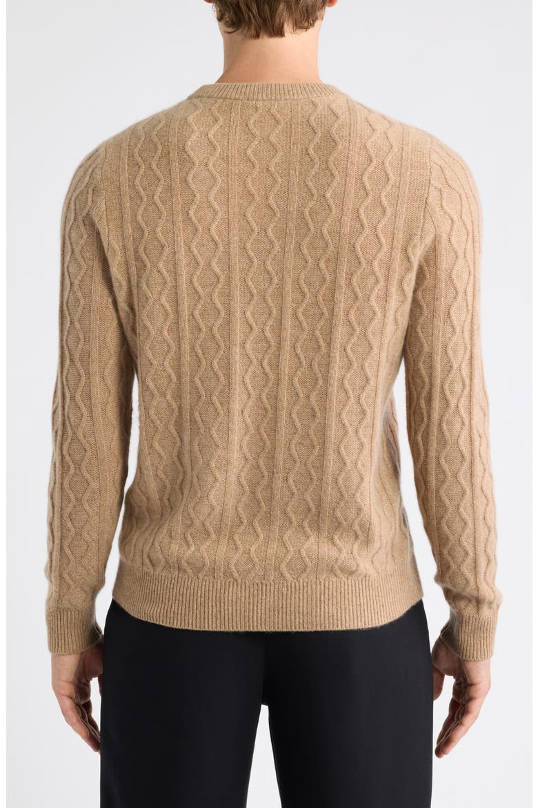 Cable Knit Cashmere Crewneck Sweater, Alternate, color, TAN GAZELLE HEATHER