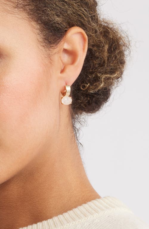 Nordstrom Crystal Drop Huggie Hoop Earrings In White Quartz- Gold