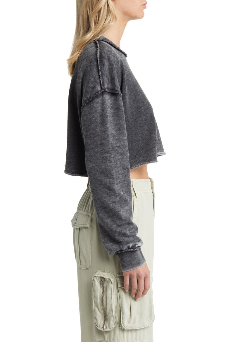 Acid Wash Crop Sweatshirt, Alternate, color, CHARCOAL