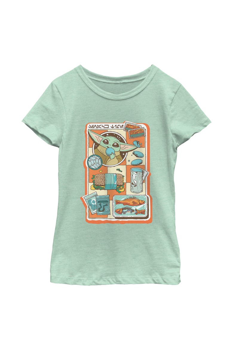 Girls Star Wars The Mandalorian and Grogu Snack Time Comic Foods T Shirt, Main, color, Mint