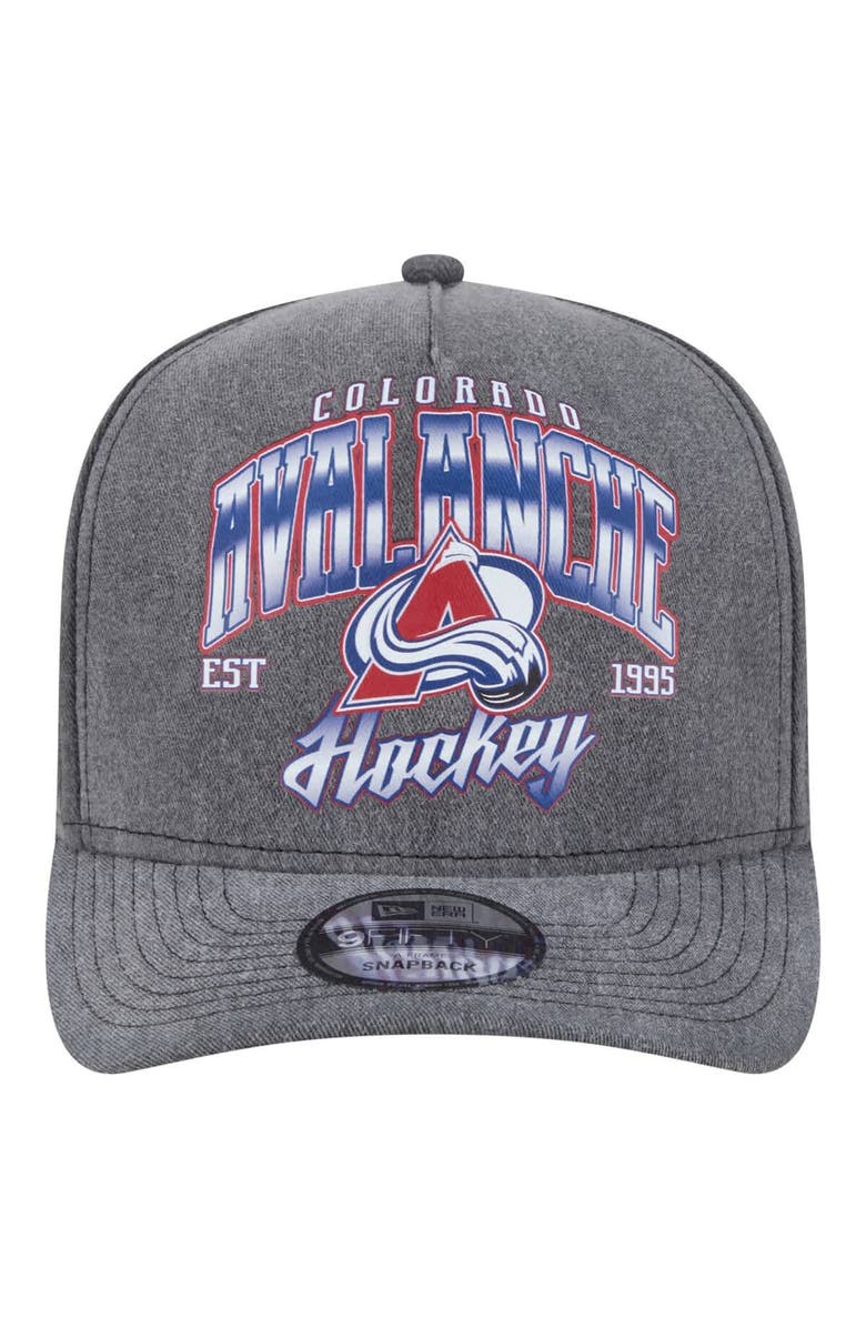 New Era Men's New Era Charcoal Colorado Avalanche Throwback Washed A-Frame Pre-Curved 9FIFTY Snapback Hat, Alternate, color, Charcoal