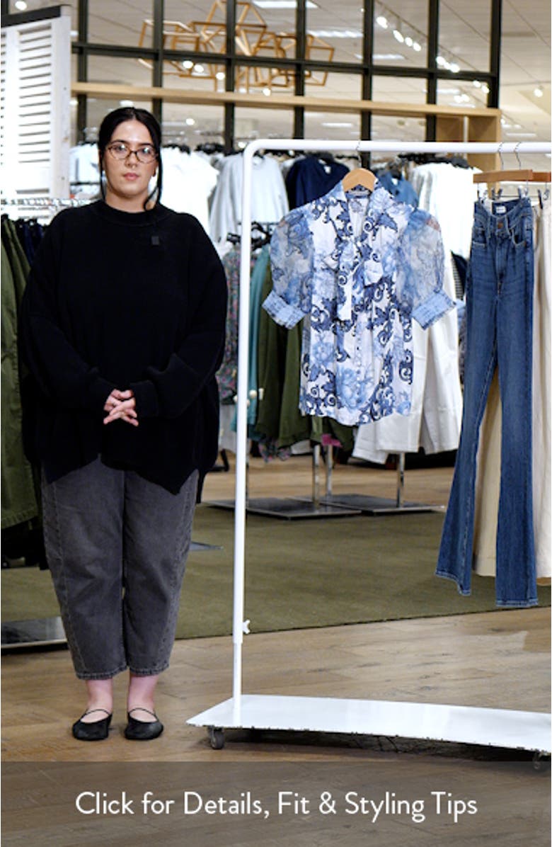 Brentley Floral Tie Neck Puff Sleeve Top, sales video thumbnail