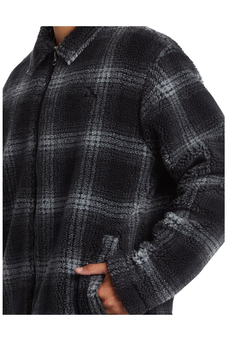 Deck Plaid Fleece Zip Jacket, Alternate, color, MERCURY SHERPA BLACK