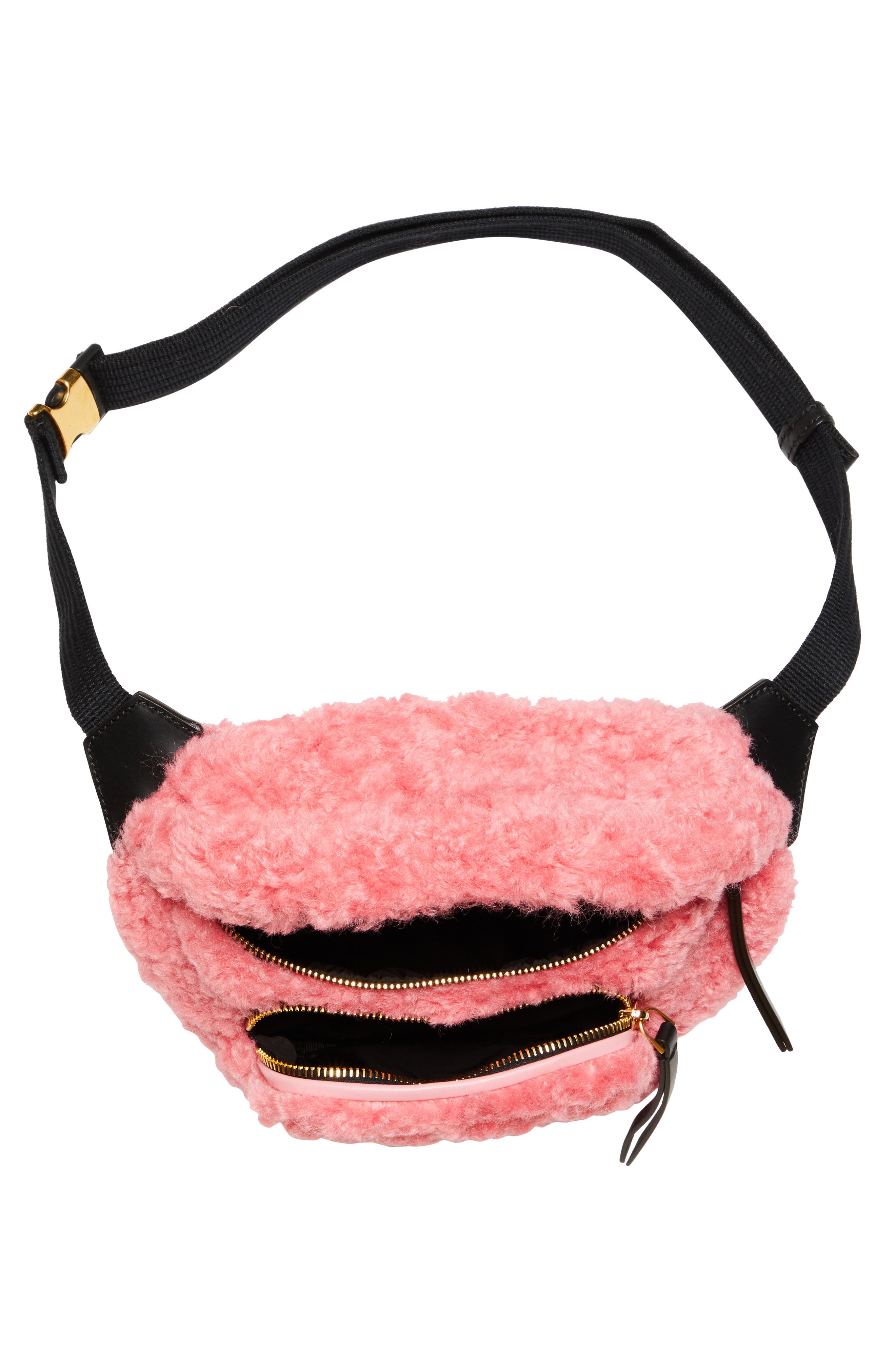 Moncler Felicie Faux Shearling Belt Bag, Alternate, color, 