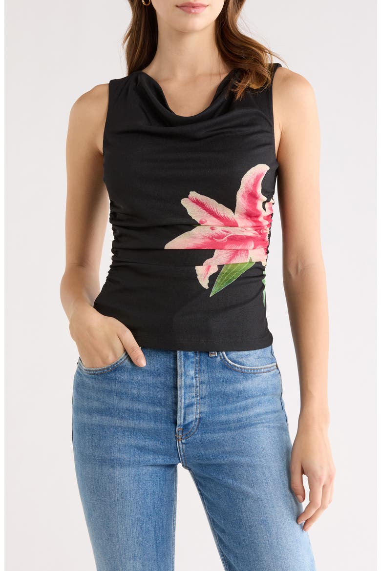 Fete Lily Print Tank, Main, color, PEACH LILY
