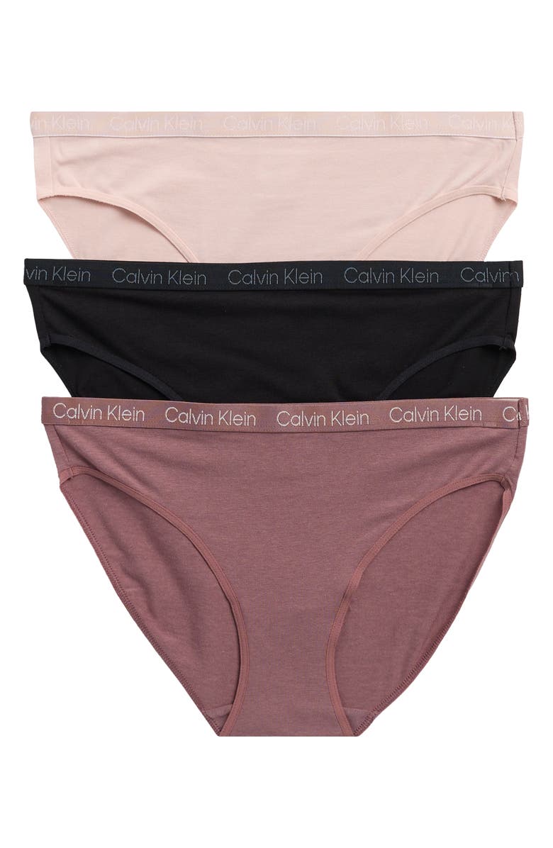 Calvin Klein Assorted Pack of 3 Bikinis, Main, color, Black/ Rose Taupe/ Sepia Rose
