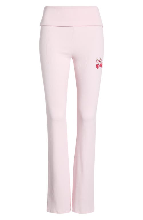 Florence By Mills Cherry High Waist Foldover Rib Pants In Pink