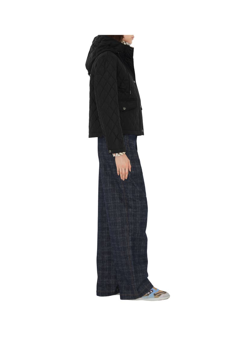 Cropped Quilted Nylon Hooded Jacket, Alternate, color, Black