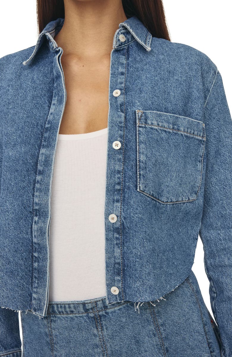 WARP+WEFT Anr High-Low Crop Denim Shacket, Alternate, color, 