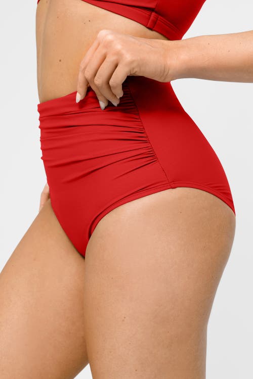 Popilush Shapewear Ruched Sculpting Bikini Bottom In Watermelon