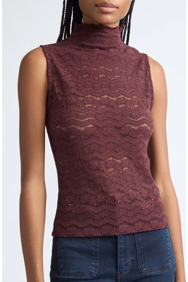Alora Lace Mock Neck Top, Alternate, color, BURGUNDY